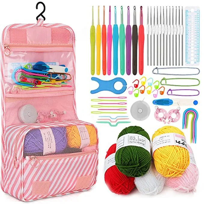 59 Piece Crochet Set, Portable Suspension Storage, Yarn Weaving, Beginner Knitting Tools 59 Piece Crochet Set, Portable Suspension Storage, Yarn Weaving, Beginner Knitting Tools