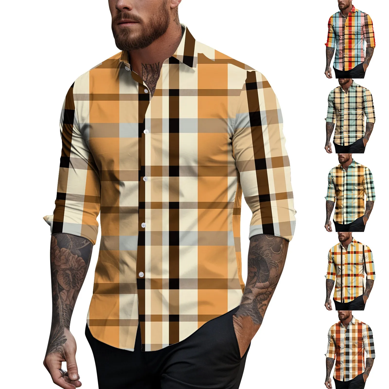 Men's Spring Summer Casual Plaid Print Lapel Long Sleeve Men's Shirt Men's Top Uniquely Designed Men's Apparel Comfortable
Men's Spring Summer Casual Plaid Print Lapel Long Sleeve Men's Shirt Men's Top Uniquely Designed Men's Apparel Comfortable