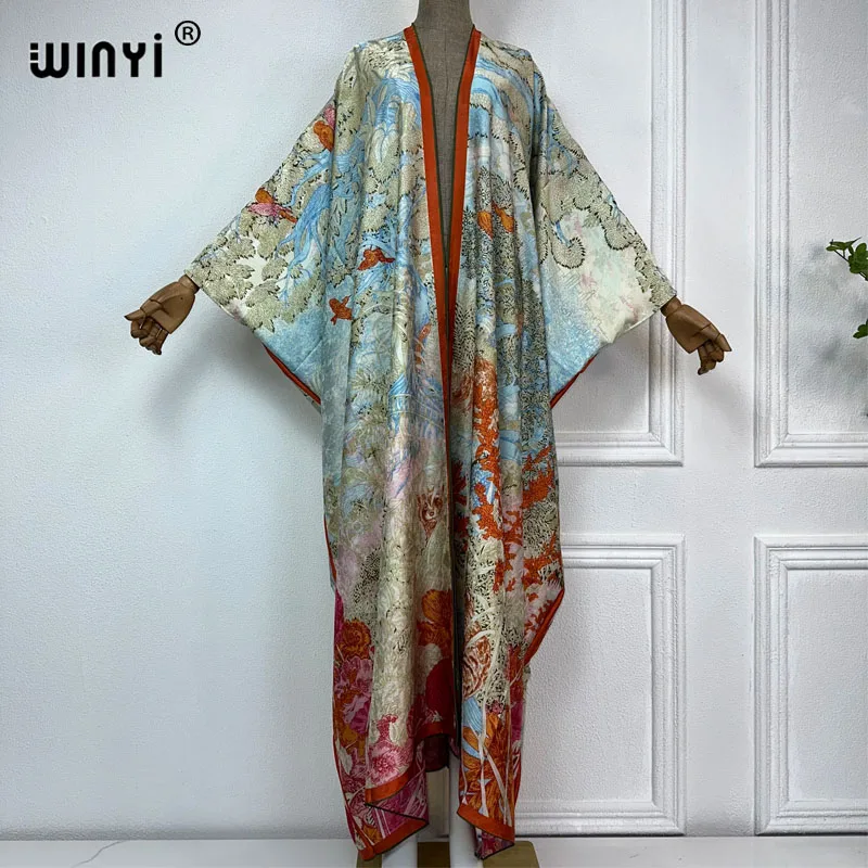 

WINYI 2023 High-grade double-sided Bohemian Print dress coat Beach Wear Cover up fashion elegant Holiday party Cardigan kimono