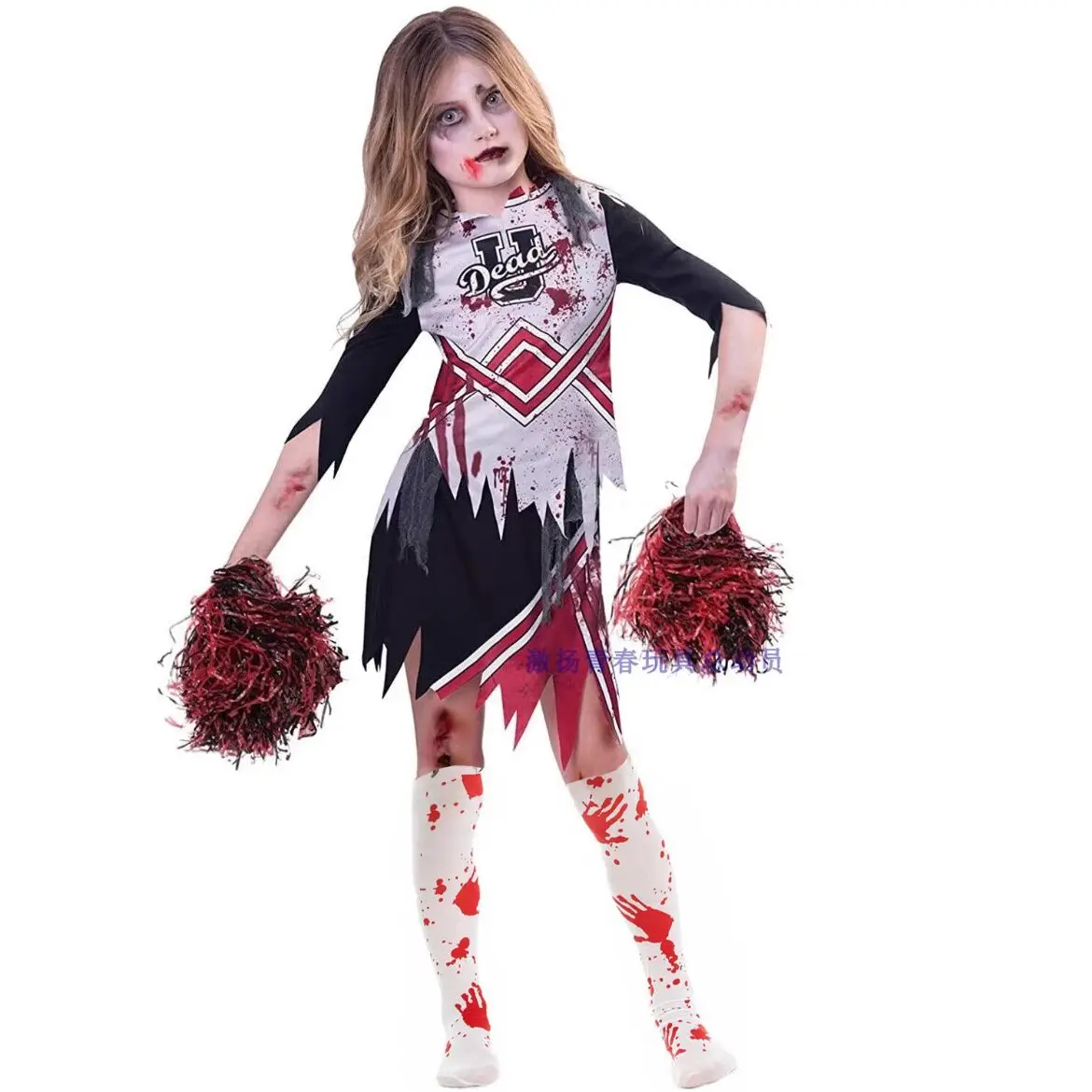 Halloween Girl Zombie Cheerleading Masquerade Costume Blood Stockings Uniform Children's Halloween Theme Party Cosplay Costume
Halloween Girl Zombie Cheerleading Masquerade Costume Blood Stockings Uniform Children's Halloween Theme Party Cosplay Costume
