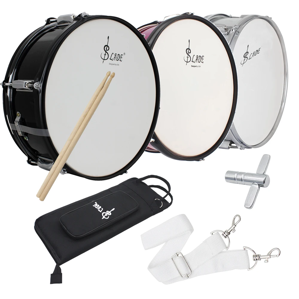 

SLADE 14 Inch Snare Drum Marching Drum Stainless Steel Percussion Musical Instrument with Drum Sticks Drumstick Bag Accessories