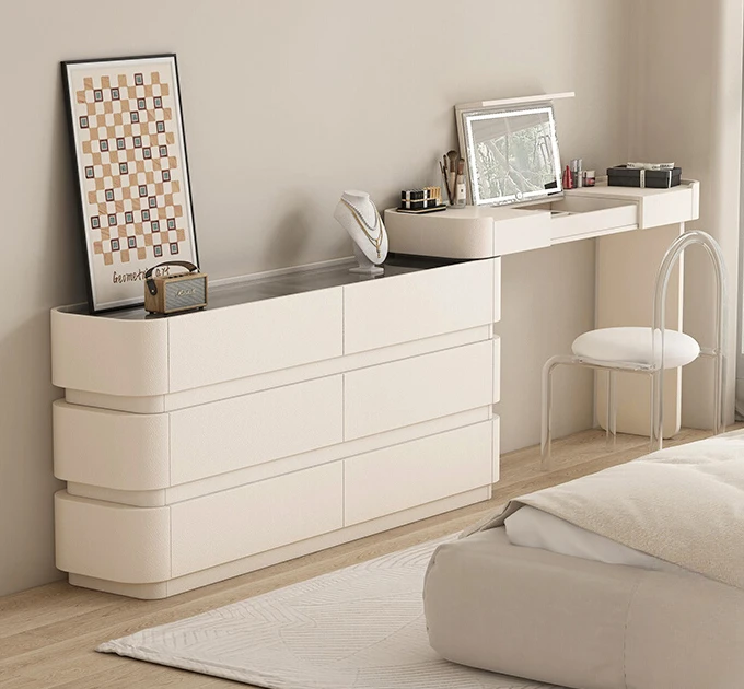 French dressing table integrated cream wind master bedroom flip cosmetic mirror table with cabinet
French dressing table integrated cream wind master bedroom flip cosmetic mirror table with cabinet