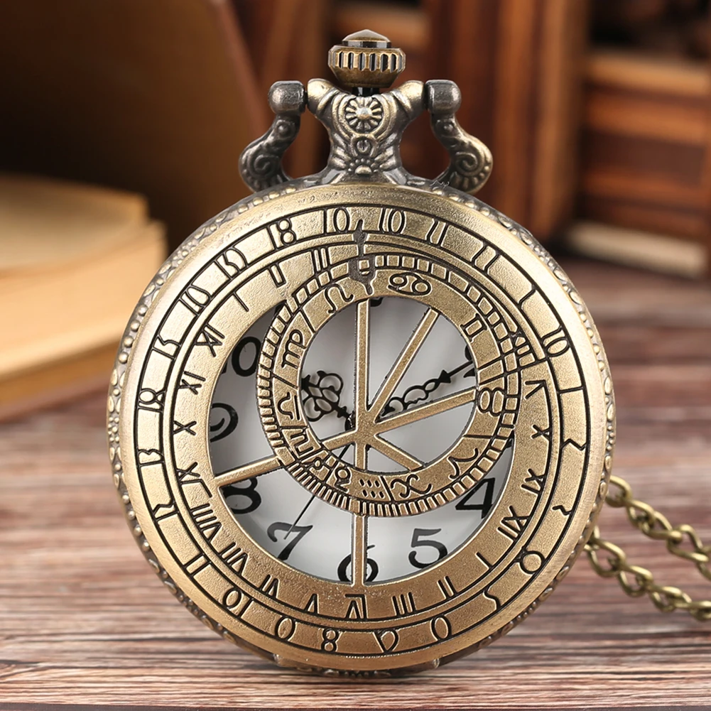 

Nostalgic Compass Design Bronze Retro Analog Pocket Watch Quartz Necklace Map Clock Men Women Fob Chain Watches Hour Pendant
