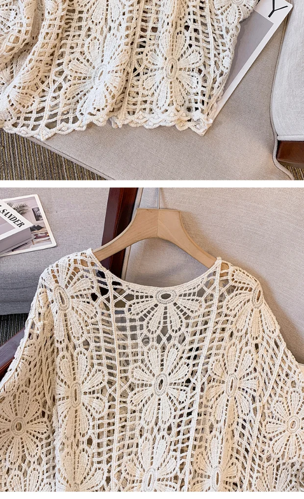 Daisy Crochet Lace Top Batwing Sleeve Hollow-out Floral Openwork Knit Blouse Women Beach Cover-up Spring Summer 2026 Boho 10 S65b3d3110e6a4b37b4e6e48e7673dd9fz
