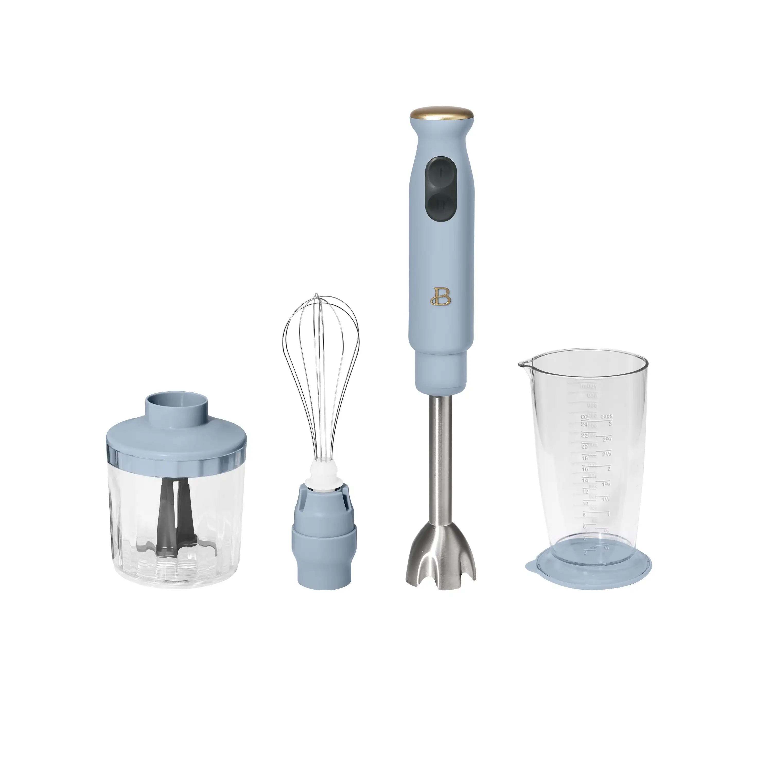 Beautiful 2-Speed Immersion Blender with Chopper & Measuring Cup, Cornflower Blue by Drew Barrymore
Beautiful 2-Speed Immersion Blender with Chopper & Measuring Cup, Cornflower Blue by Drew Barrymore