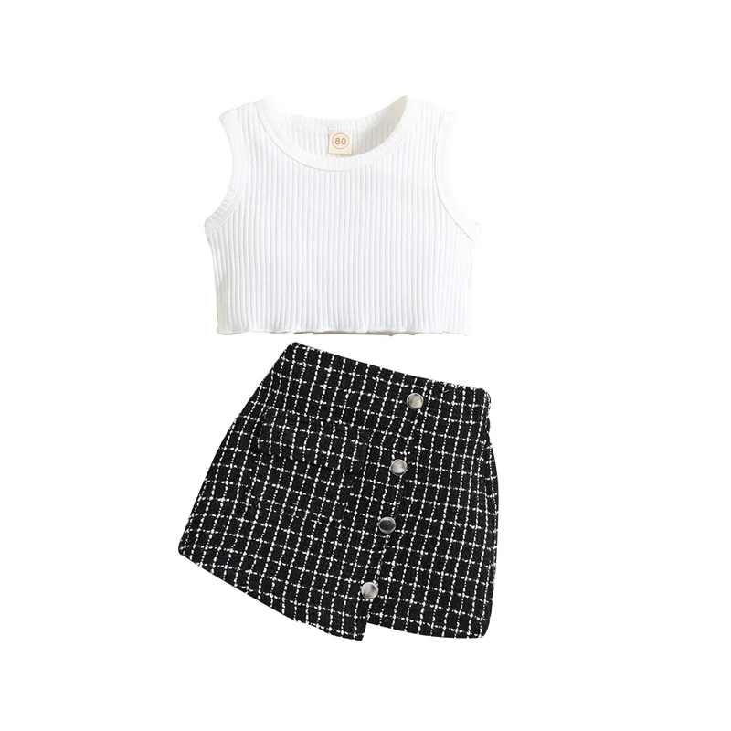 Toddler Girls Summer 2PCS Outfit Sets Solid Color Sleeveless Ribbed Vest Irregular Button Skirt
Toddler Girls Summer 2PCS Outfit Sets Solid Color Sleeveless Ribbed Vest Irregular Button Skirt