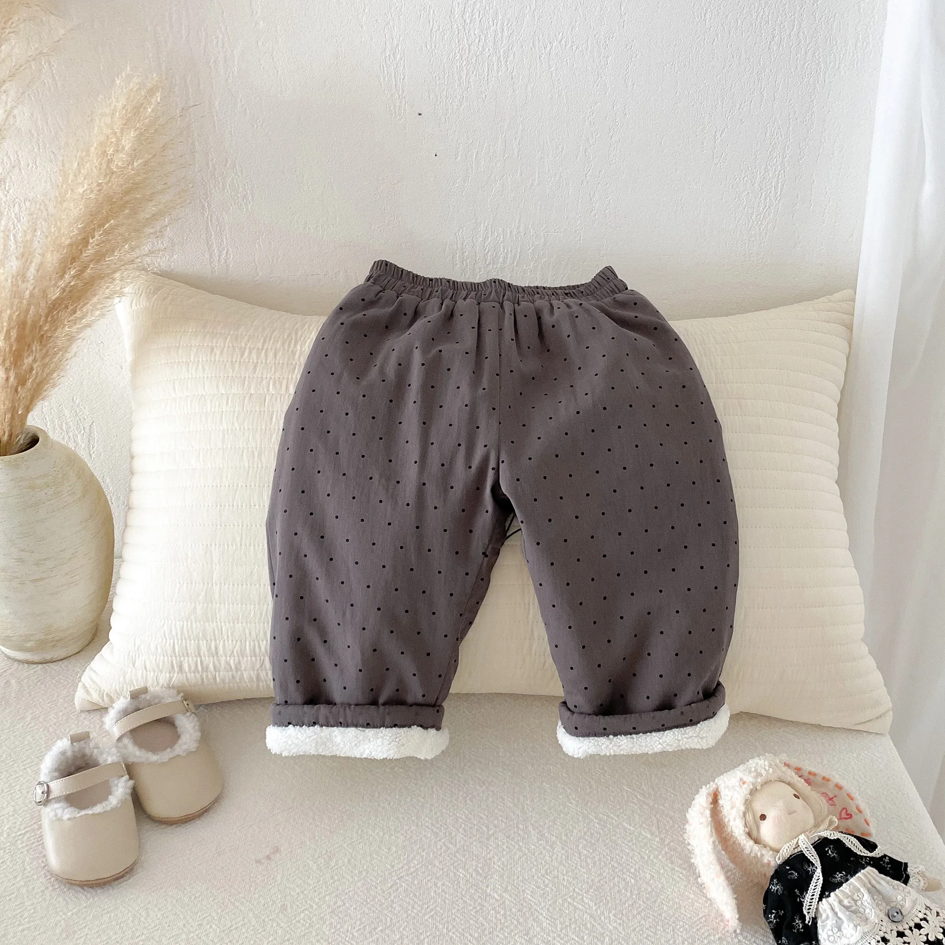 2025 Winter New Children Casual Pants Plus Velvet Thick Girls Dot Print Trousers Baby Boy Fleece Harem Pants Kids Warm Clothes 28 S65b4f3602ab64ad0afca712f550e49b40