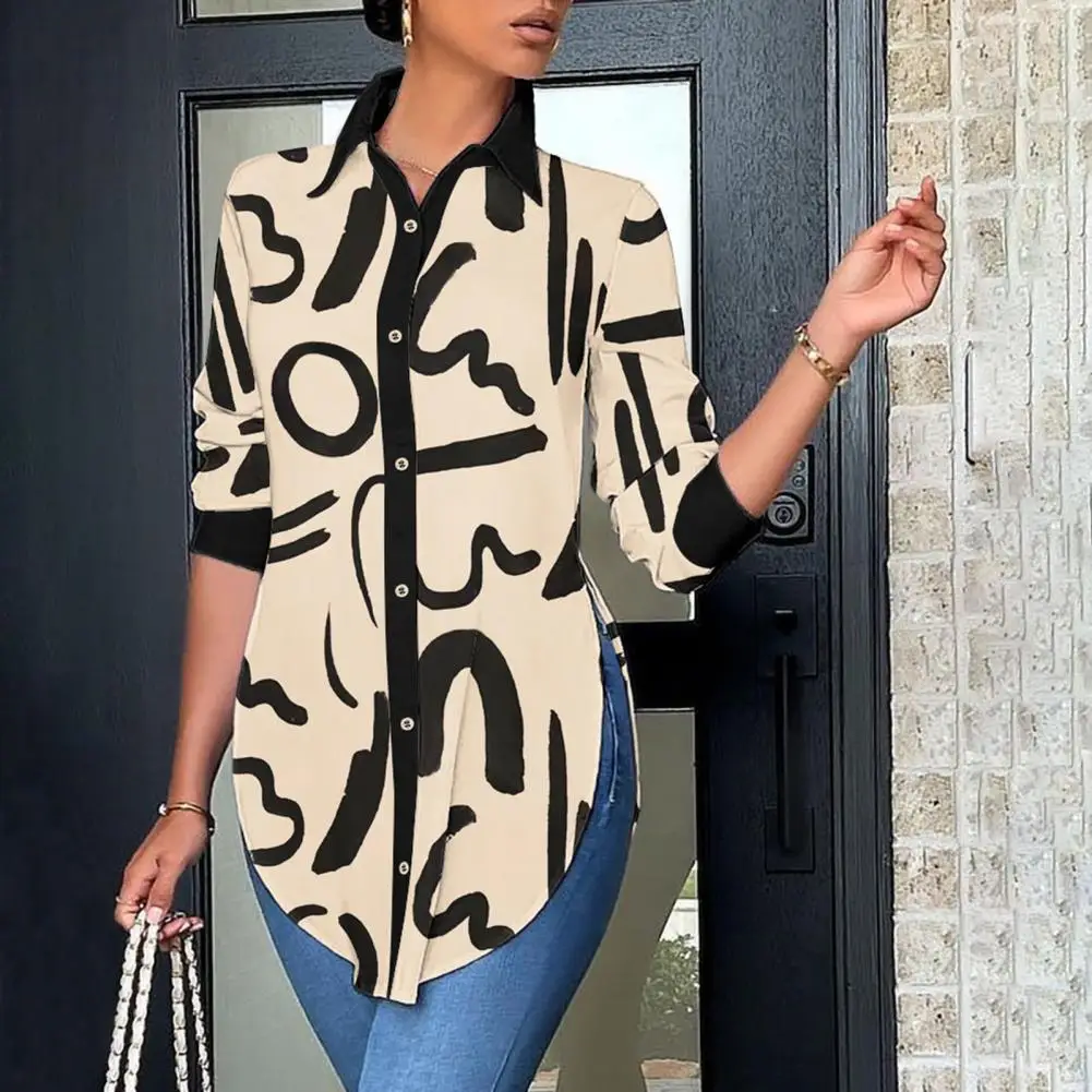 2023 Women Shirts &Blouses Letter Print Long Sleeve Single Breasted Straight High Split Long Shirt Tops Female Fashion Cardigan
2023 Women Shirts &Blouses Letter Print Long Sleeve Single Breasted Straight High Split Long Shirt Tops Female Fashion Cardigan