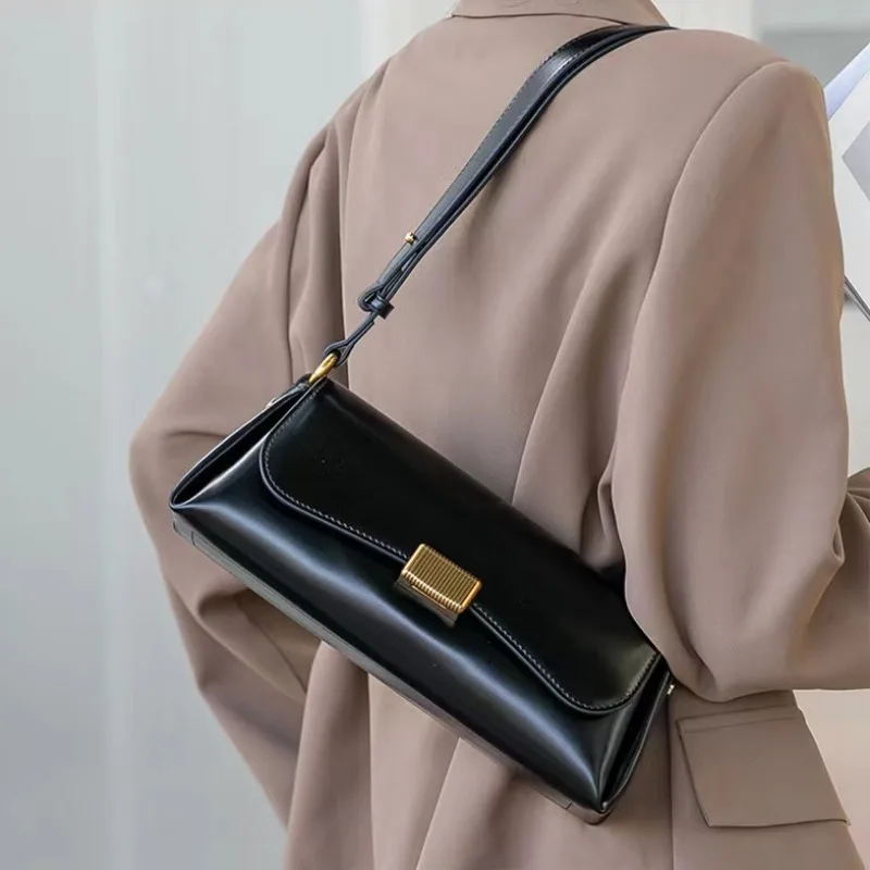 

Oil Wax Genuine Leather Bags for Women Crossbady Shoulder Bag Female Underarm Bolsas Feminina Square Bolsos Mujer Handbags