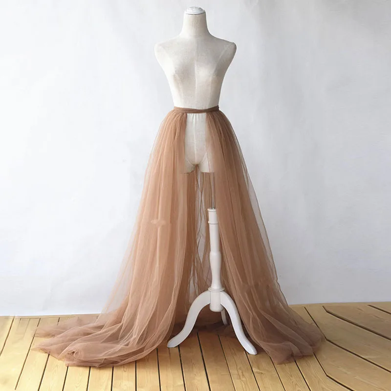 

Simple Tulle Overskirts for Women Long Prom Party Detachable Skirt 5 Layers Tulle Sweep Train Removable Overlay Skirts Customize