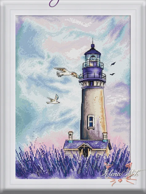 

Lavender lighthouse 36-47 Embroidery,DIY 14CT Unprinted Arts Cross stitch kits Set Cross-Stitching Home Decor