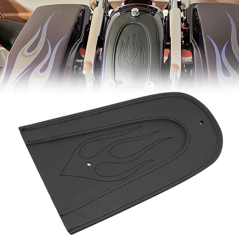 

Motorcycle Black PU Leather Flame Rear Fender Bib Cover Cushion Fit For Harley Sportster 883 1200 2004-up