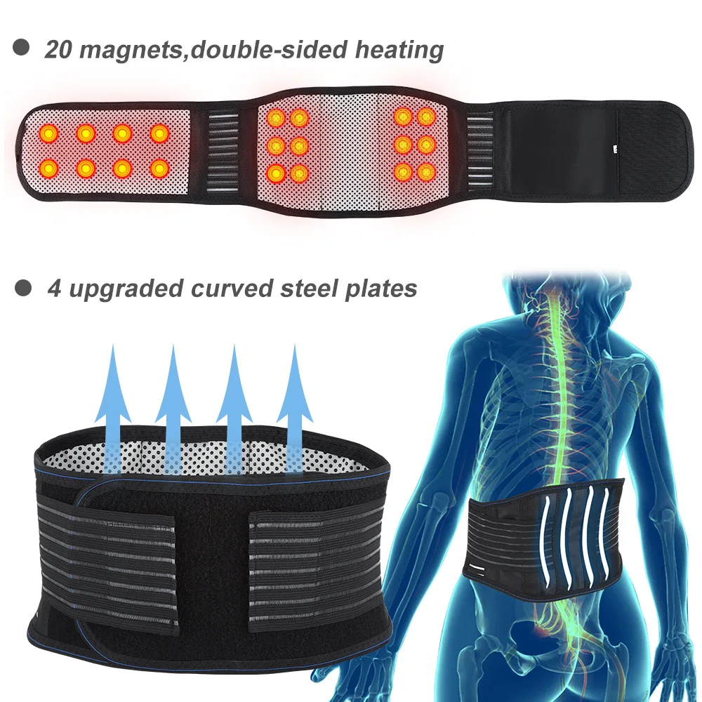 

Adjustable Tourmaline Self-heating Magnetic Therapy Waist Belt Lumbar Support Back Waist Support Brace Double Banded lumbar