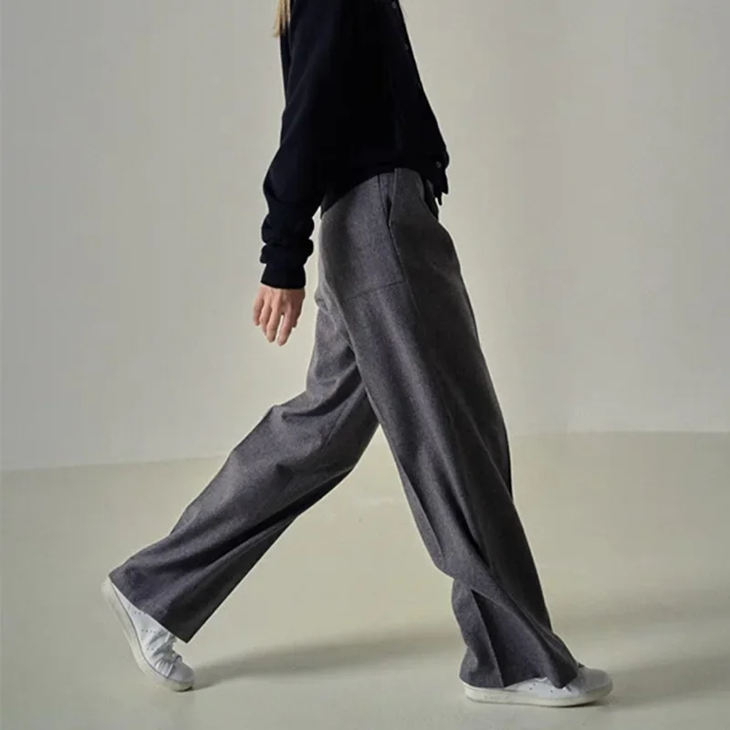 New Winter Suit Trousers Casual Solid Color High-waisted Straight Wool Blended Floor-length Trousers Women
New Winter Suit Trousers Casual Solid Color High-waisted Straight Wool Blended Floor-length Trousers Women