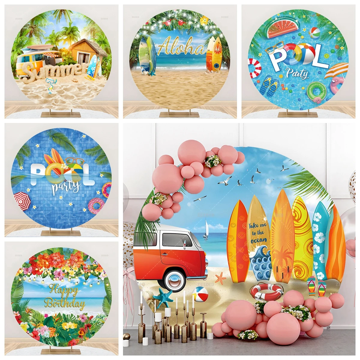 Summer Pool Party Decor Round Backdrop Seaside Beach Hawaii Custom Baby Girl Boy Birthday Portrait Photographic Backgrounds Prop
Summer Pool Party Decor Round Backdrop Seaside Beach Hawaii Custom Baby Girl Boy Birthday Portrait Photographic Backgrounds Prop