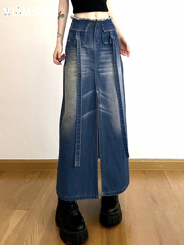 IAMSURE Casual Streetwear Ruffles Big Pockets Split Skirt Safari Style Slim Mid-Waisted Maxi Skirts Women 2023 Summer Fashion
IAMSURE Casual Streetwear Ruffles Big Pockets Split Skirt Safari Style Slim Mid-Waisted Maxi Skirts Women 2023 Summer Fashion