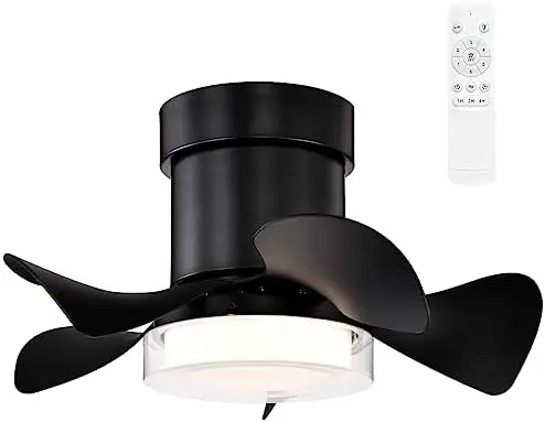 

Ceiling Fans with Lights and Remote, Small Flush Mount Ceiling Fan with Adjustable Color Temperature, 21'' Large Air Vol Wall de