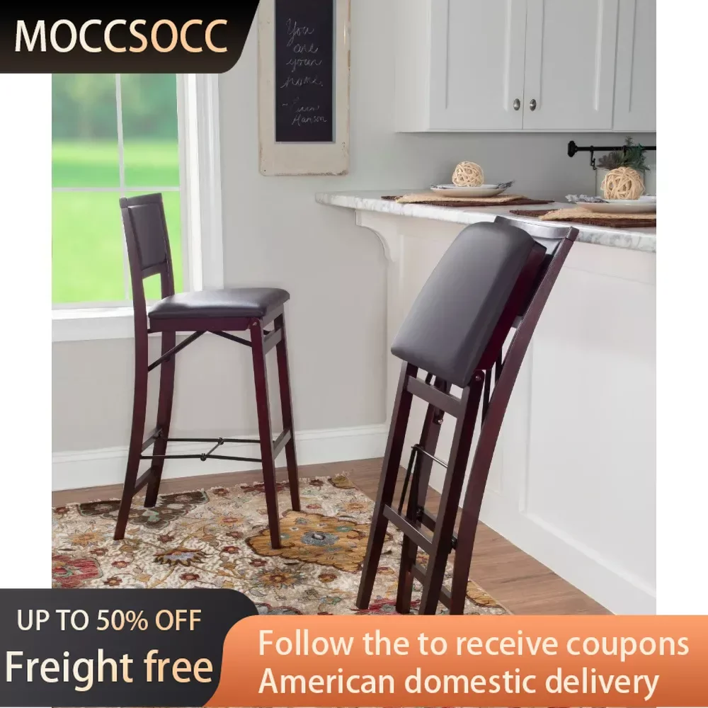 30" Seat Height Bar Counter Chair Folding Padded Bar Stool Espresso Finish With Dark Brown PVC Fabric Freight Free Wooden Chairs 
30" Seat Height Bar Counter Chair Folding Padded Bar Stool Espresso Finish With Dark Brown PVC Fabric Freight Free Wooden Chairs
