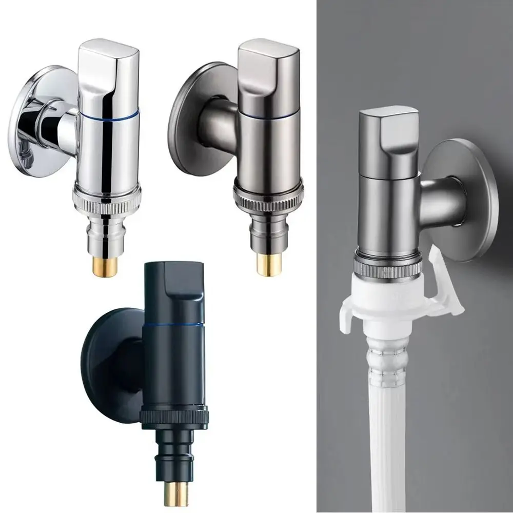 

Washing Machine Faucet Automatic Water Stop Valve Multi-function One Into One Out Dual Control Shut Off Valves Quick Opening