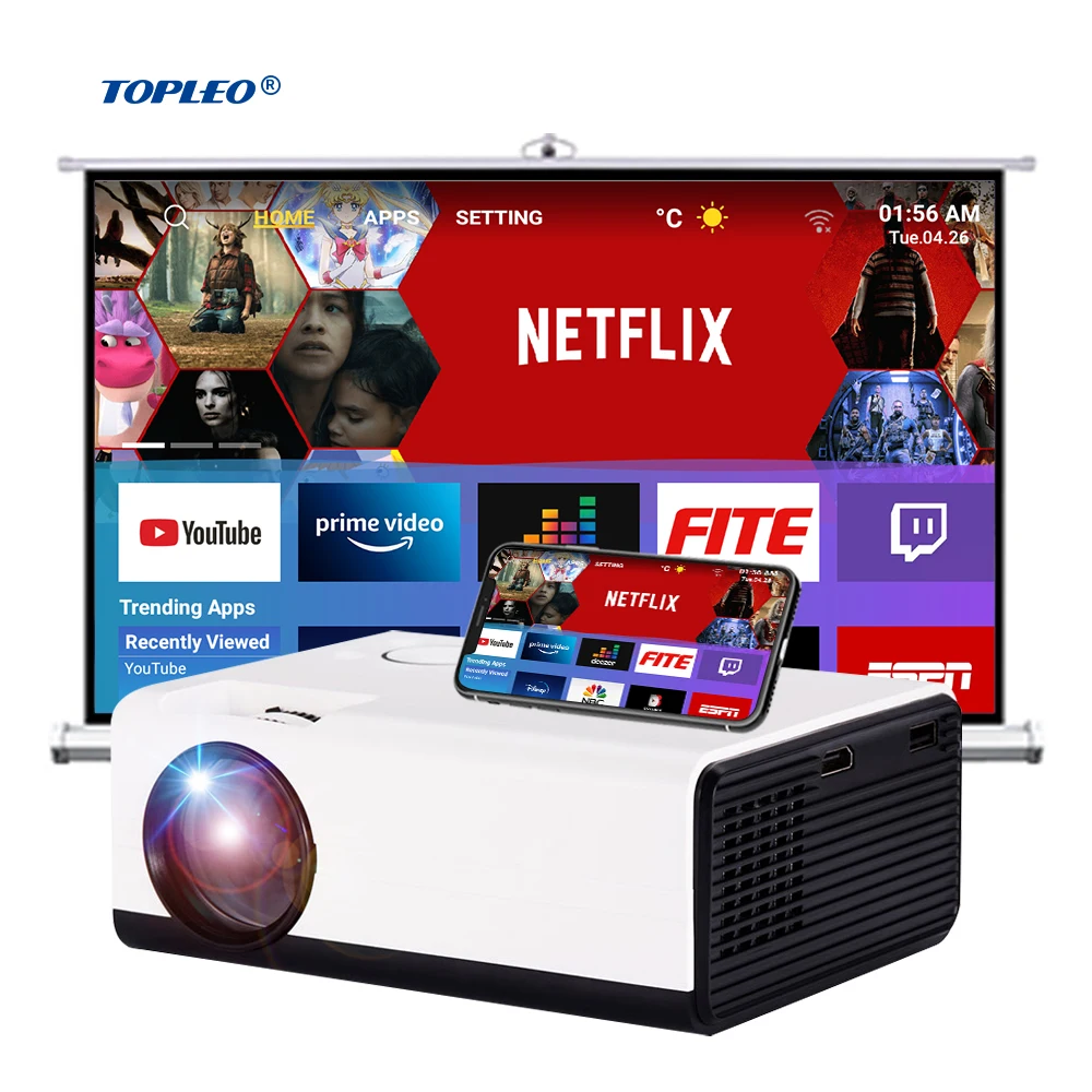 Mini Projector P8 DLP 1080p Smart Android Wifi BT Quad Core Mobile Phone Projector for Home Theater/Outdoor/Meeting
Mini Projector P8 DLP 1080p Smart Android Wifi BT Quad Core Mobile Phone Projector for Home Theater/Outdoor/Meeting