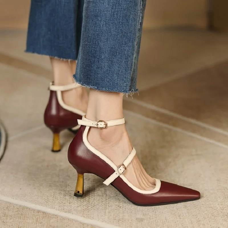 NEW Spring/Summer Women Shoes Pointed Toe Thin Heel Pumps for Women Elegant Cow Leather Shoes sexy High Heels Elegant Mary Janes
NEW Spring/Summer Women Shoes Pointed Toe Thin Heel Pumps for Women Elegant Cow Leather Shoes sexy High Heels Elegant Mary Janes