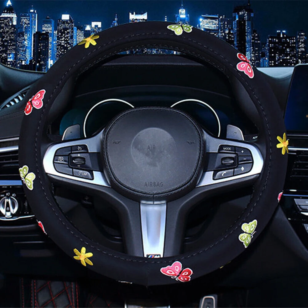 Cute Embroidery Car Steering Wheel Cover Butterfly Steering Cover Trim Decoration Anti Slip Dustproof Universal Accessories
Cute Embroidery Car Steering Wheel Cover Butterfly Steering Cover Trim Decoration Anti Slip Dustproof Universal Accessories