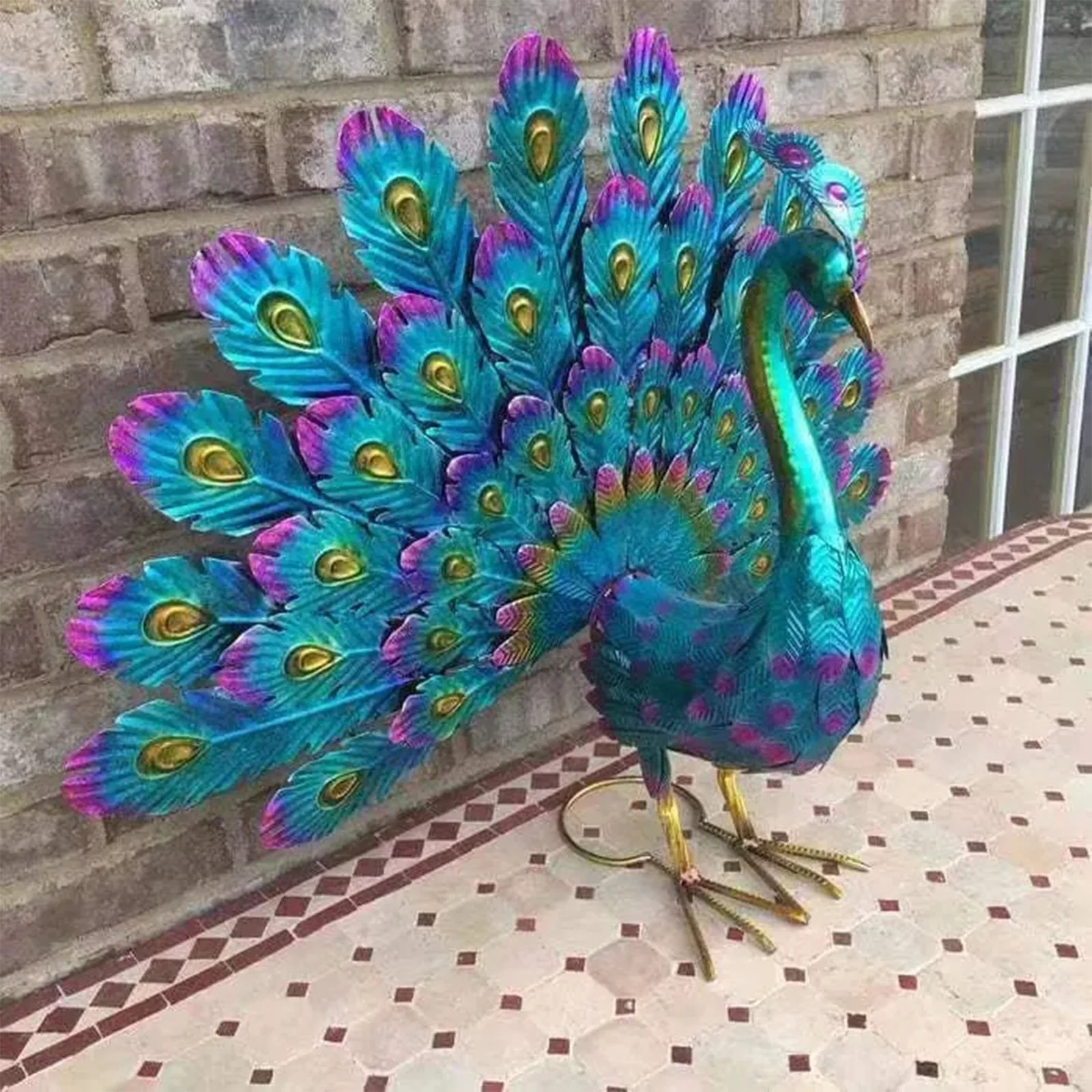 Beautiful Peacock Statue Decor,Metallic Peacock Colorful Metal Yard Art Garden Decoration, Metal Peacock Outdoor Statue 
Beautiful Peacock Statue Decor,Metallic Peacock Colorful Metal Yard Art Garden Decoration, Metal Peacock Outdoor Statue