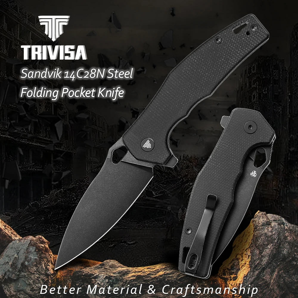 TRIVISA Folding Knife for Men,Good Pocket knives for Camping,3.16” 14C28N Steel Flipper blade, Micarta Handle,EDC Tools
TRIVISA Folding Knife for Men,Good Pocket knives for Camping,3.16” 14C28N Steel Flipper blade, Micarta Handle,EDC Tools