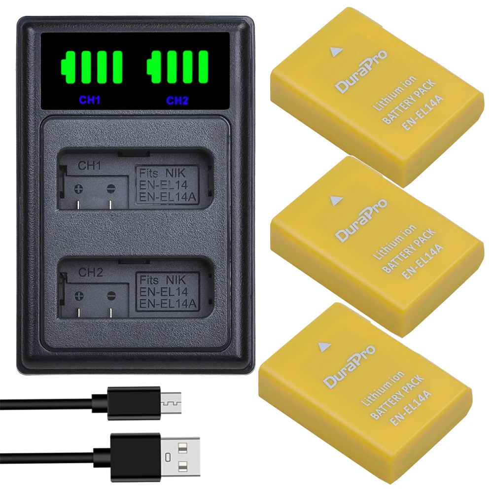 DuraPro EN-EL14 EN EL14 1530mAh Battery+LED Dual Charger For Nikon D3100 D3200 D3300 D3400 D3500 D5600 D5100 D5200 P7000 P7800
DuraPro EN-EL14 EN EL14 1530mAh Battery+LED Dual Charger For Nikon D3100 D3200 D3300 D3400 D3500 D5600 D5100 D5200 P7000 P7800