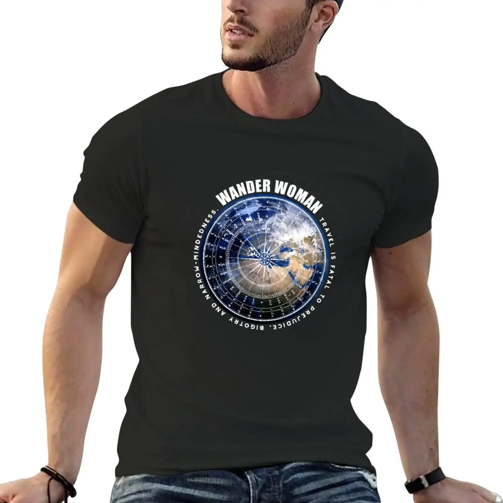 

Wander Woman Travel, Globetrotter. Quote, Saying, Compass. T-Shirt plus size tops customs plain black t shirts men