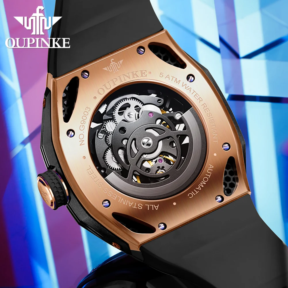 PINKE-Montre-Bracelet Mécanique existent pour Homme, Tourbillon de Luxe, Étanche, Confortable, Silicone, Saphir, Shoous Trend 5