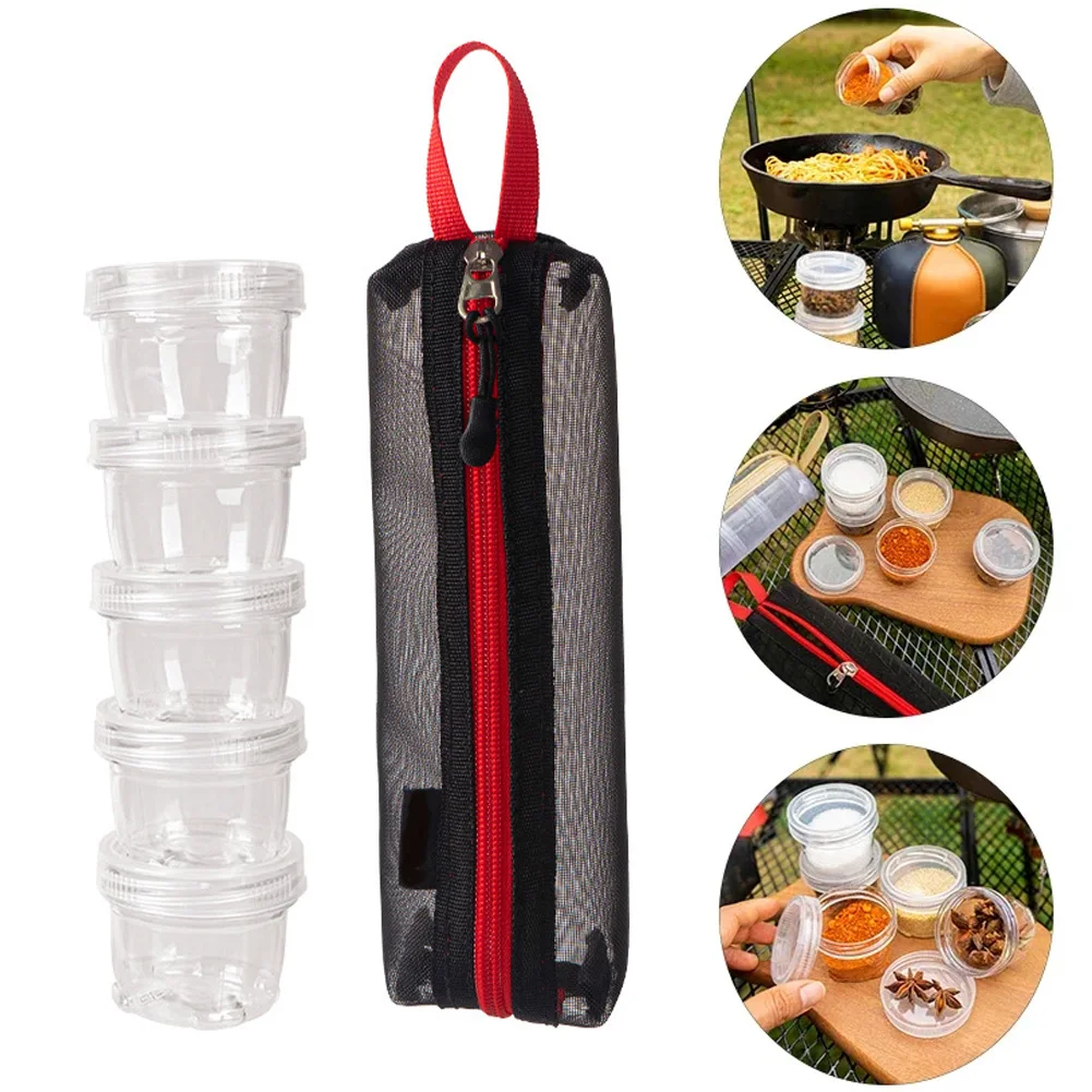 Camping Spice Kit Outdoor Portable Travel Spice Container Bag and 5 Clear Seasoning Bottle Picnic Spice Holder Condiment Box Set
Camping Spice Kit Outdoor Portable Travel Spice Container Bag and 5 Clear Seasoning Bottle Picnic Spice Holder Condiment Box Set
