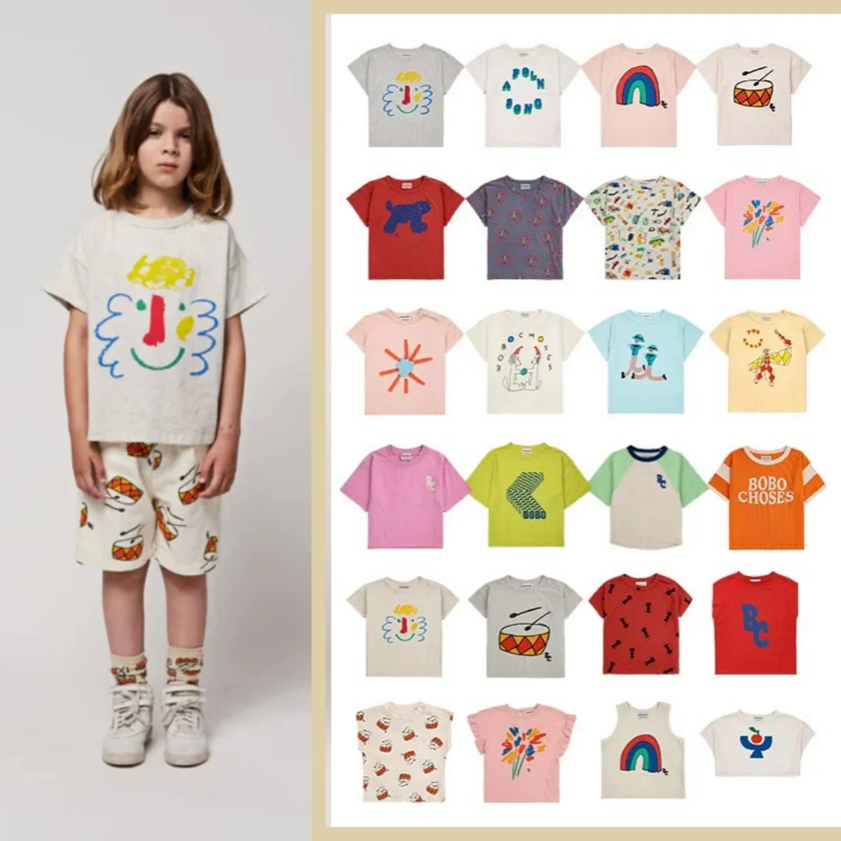 

Children's Summer T-shirt BC Boys Girls Short-sleeved Bottoming Shirt Girls Cartoon Printed Short-sleeved Tops Summer Wear