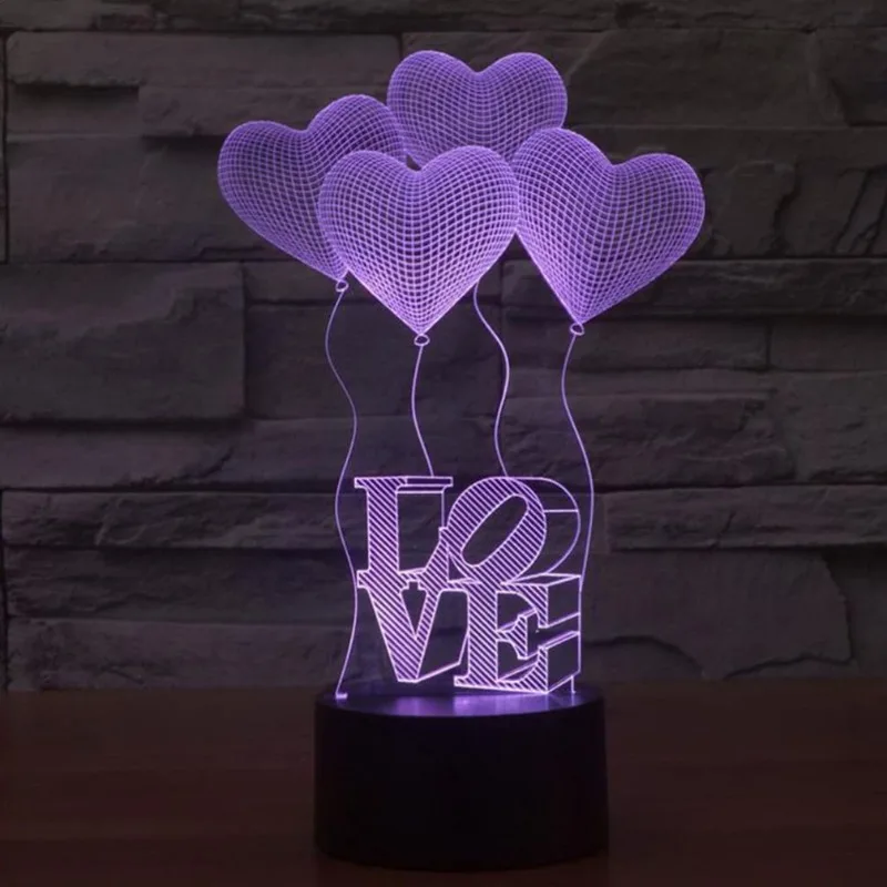 

3D Love Lamp 3D Illusion Lights Love I Love You Optical Night Light for Valentine's Day Birthday Anniversary Romantic Gifts Neon