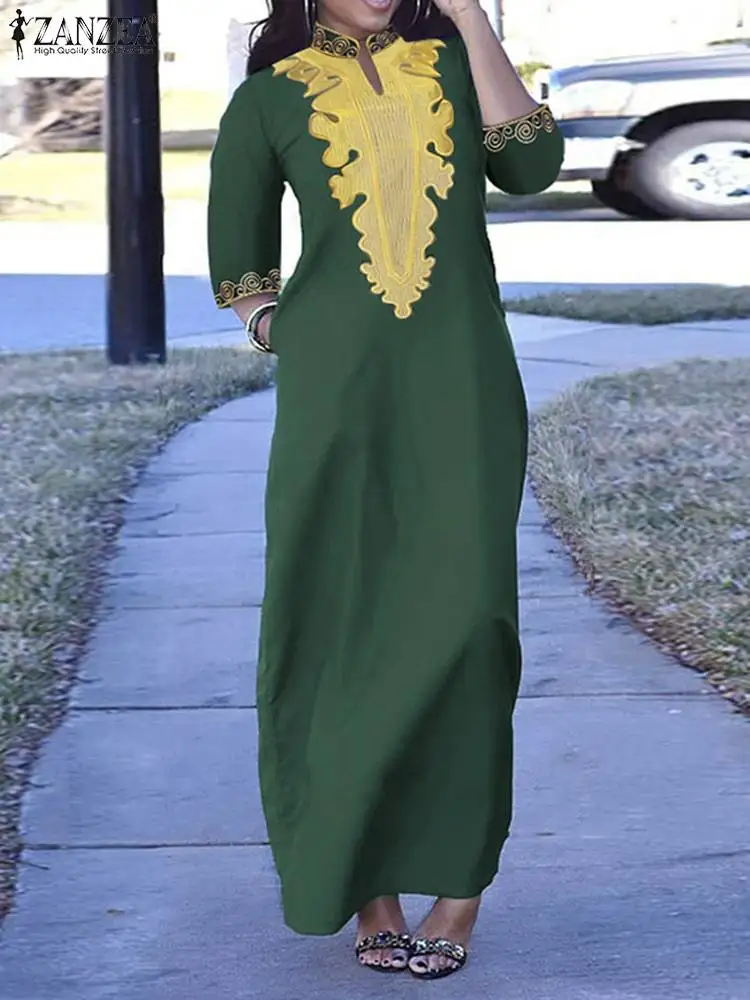 ZANZEA Casual Loose Tradition Dating Party Robes Oversized Women Printed Maxi Long Dress Summer 3/4 Sleeve Kaftan Vestido Longue 
ZANZEA Casual Loose Tradition Dating Party Robes Oversized Women Printed Maxi Long Dress Summer 3/4 Sleeve Kaftan Vestido Longue