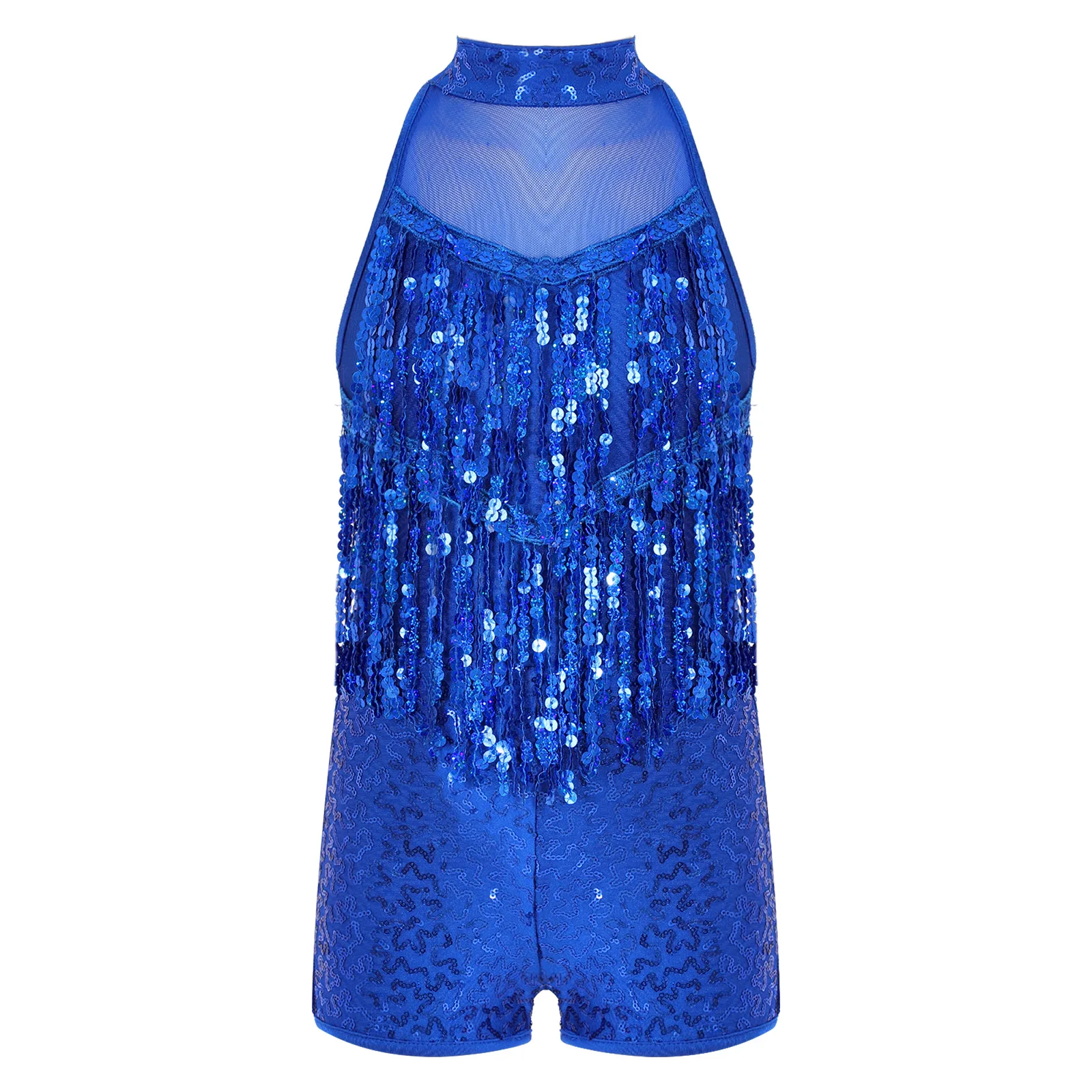 

Girls Sleeveless Sequins Tassel Ballet Kids Crisscross Straps Hollow Back Latin Jazz Salsa Dance Leotards Gymnastic Costume