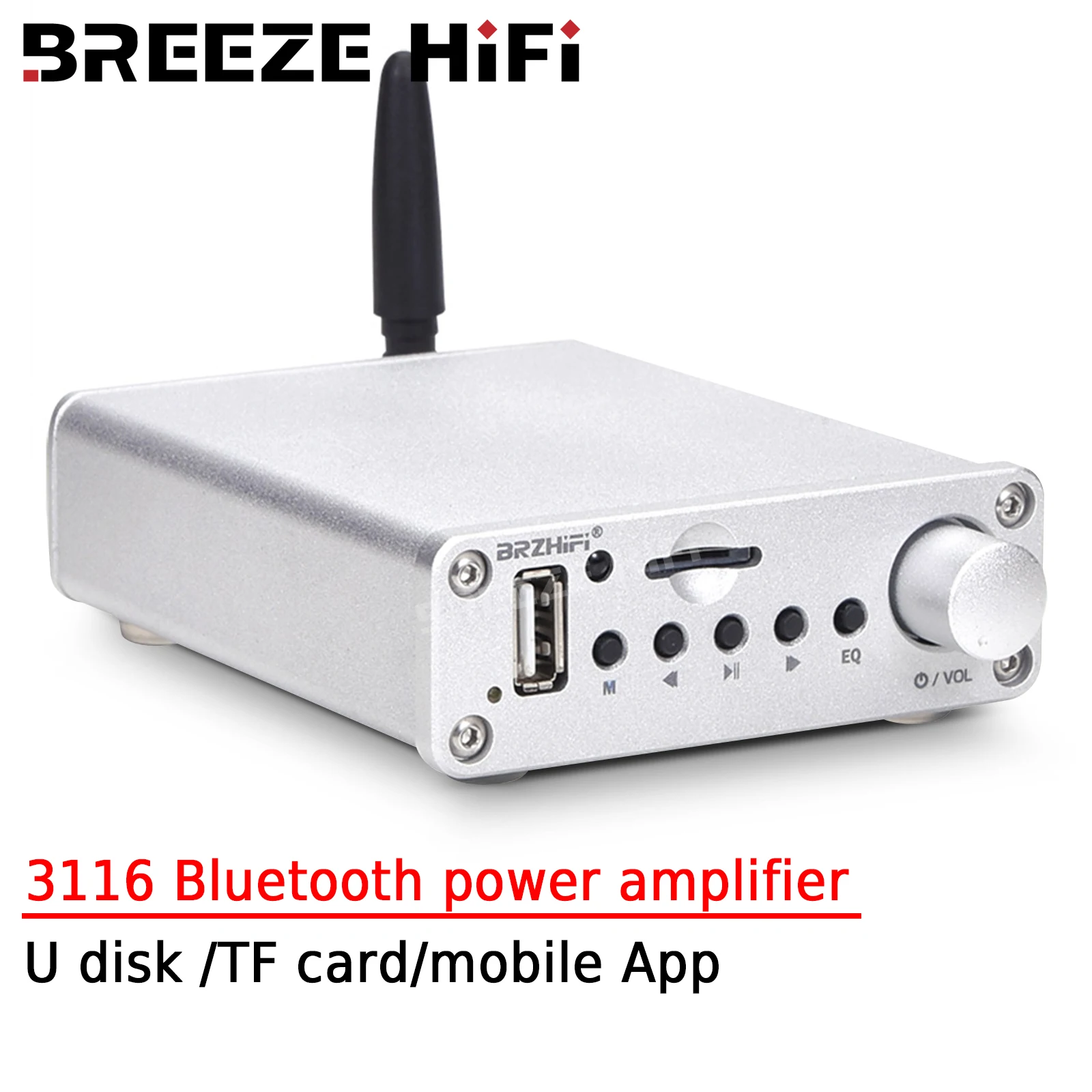 

BREEZE HIFI-3116 Bluetooth Power Amplifier U Disk /TF Card/lossless Music Playback with Remote Control Mobile App Selection