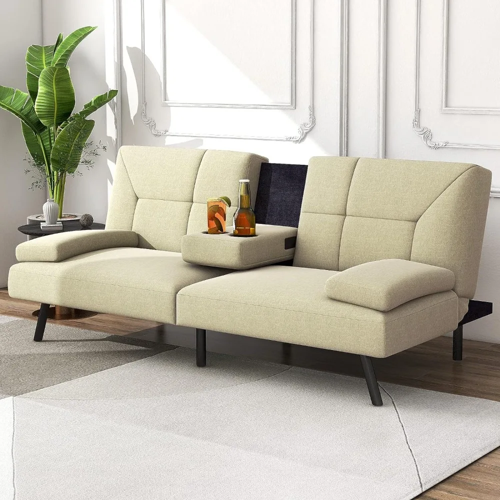 Sofa Bed Modern Linen Fabric Convertible Folding Lounge Couch Daybed for Living Room With 2 Cup Holders Khaki Furniture Sofas
Sofa Bed Modern Linen Fabric Convertible Folding Lounge Couch Daybed for Living Room With 2 Cup Holders Khaki Furniture Sofas