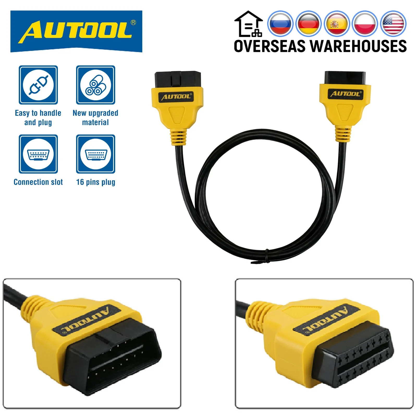 AUTOOL OBD2 Extension Cable OBD Adapter Extend Obdii Connector For Launch IDIAG Easydiag Pro Pro3 V+ GOLO Mdiag ELM327 AL519
AUTOOL OBD2 Extension Cable OBD Adapter Extend Obdii Connector For Launch IDIAG Easydiag Pro Pro3 V+ GOLO Mdiag ELM327 AL519