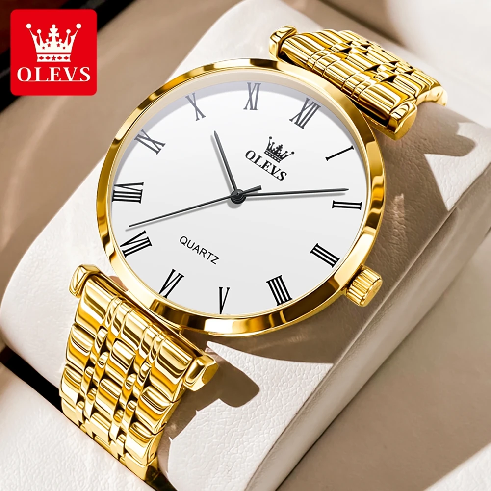 

OLEVS Brand New Simple Quartz Watch for Men Luxury Gold Stainless Steel Strap Waterproof Fashion Mens Watches Relogio Masculino