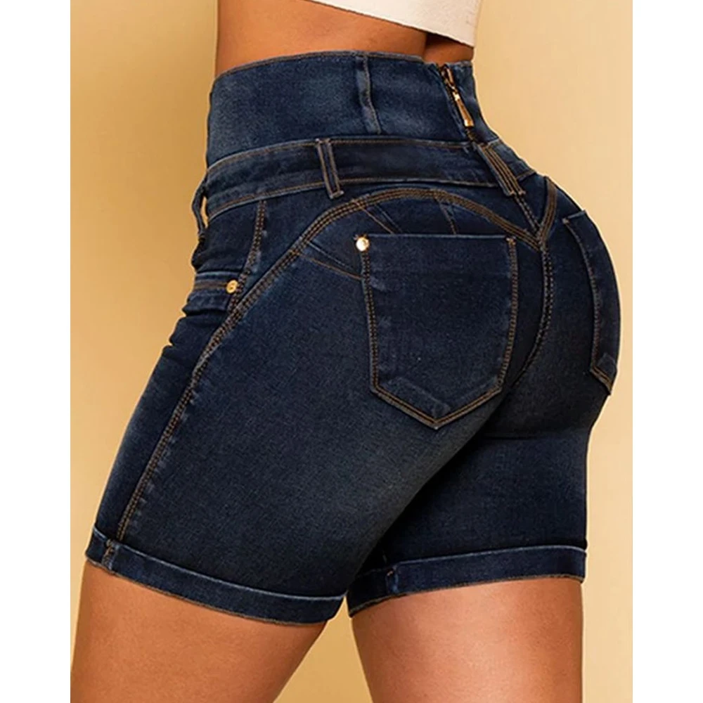 Summer Women High Waist Pocket Design Denim Casual Cuffed Shorts High Waist Skinny Hot Pants Fashion Jeans Short Mujer Jeans
Summer Women High Waist Pocket Design Denim Casual Cuffed Shorts High Waist Skinny Hot Pants Fashion Jeans Short Mujer Jeans