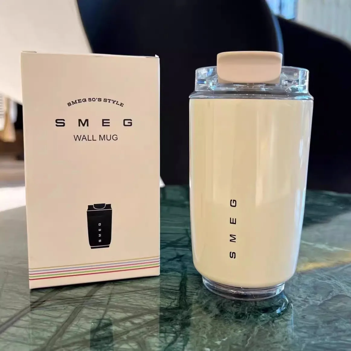 

SMEG 240ML Milk White Beverage Cup Travel Portable Drinking Cup Stainless Steel Vacuum Leak proof Coffee Thermos