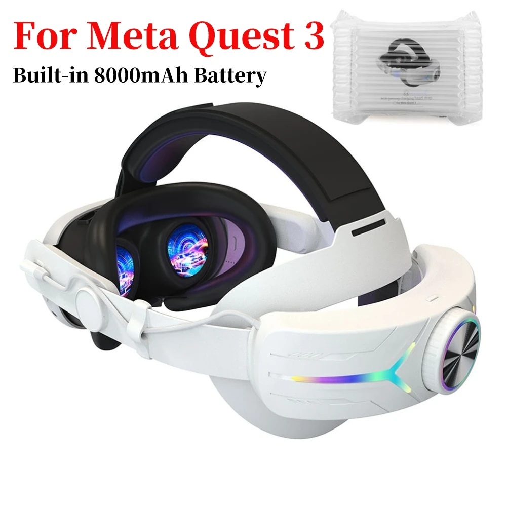 RGB Alternative Head Strap Comfortable Adjustable Head Band Reduce Pressure with 8000mAh Battery Rechargeable for Meta Quest 3
RGB Alternative Head Strap Comfortable Adjustable Head Band Reduce Pressure with 8000mAh Battery Rechargeable for Meta Quest 3