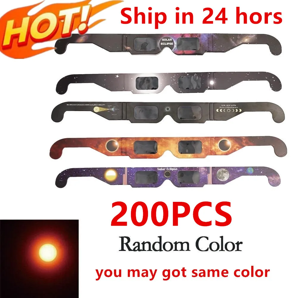 

200PCS/lot Solar Eclipse Glasses 2024 Safe 3D Paper Solar Glasses Lentes Vr Eclipse Viewing Glasses Protects Eyes Random Color