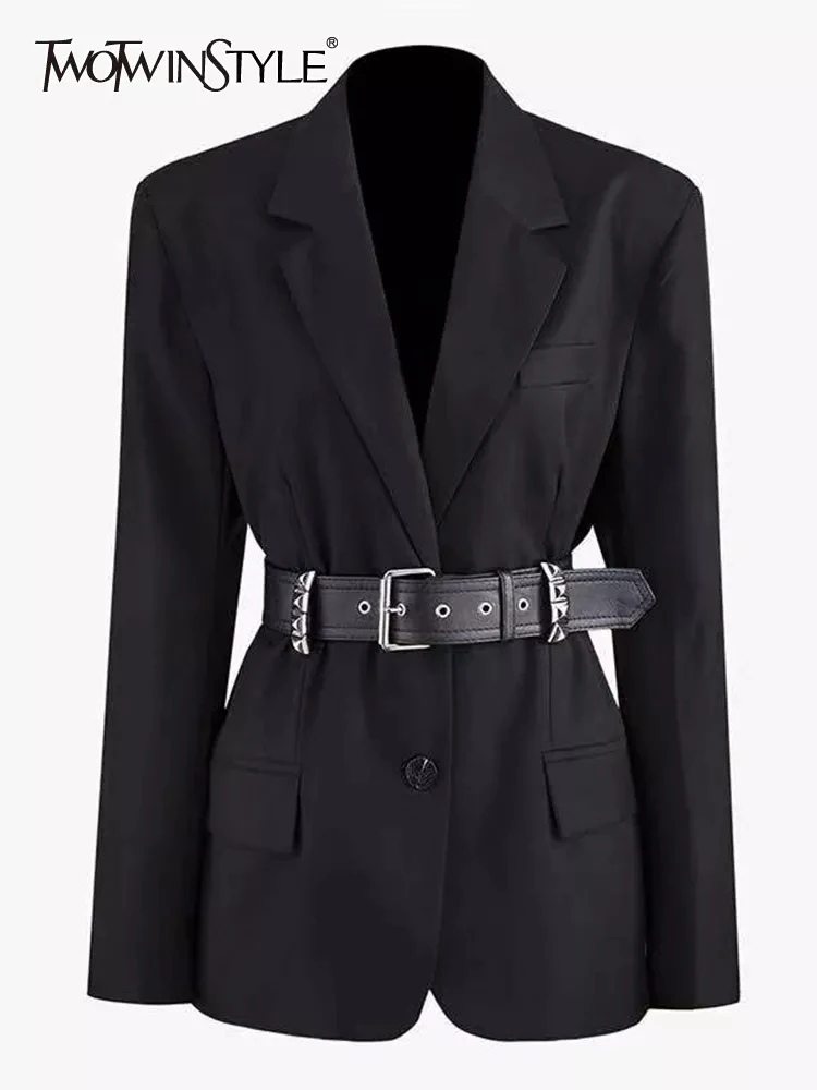 TWOTWINSTYLE High Street Black Blazer For Women Notched Collar Long Sleeve Solid Blazers Female Autumn Clothes Style New Fashion
TWOTWINSTYLE High Street Black Blazer For Women Notched Collar Long Sleeve Solid Blazers Female Autumn Clothes Style New Fashion