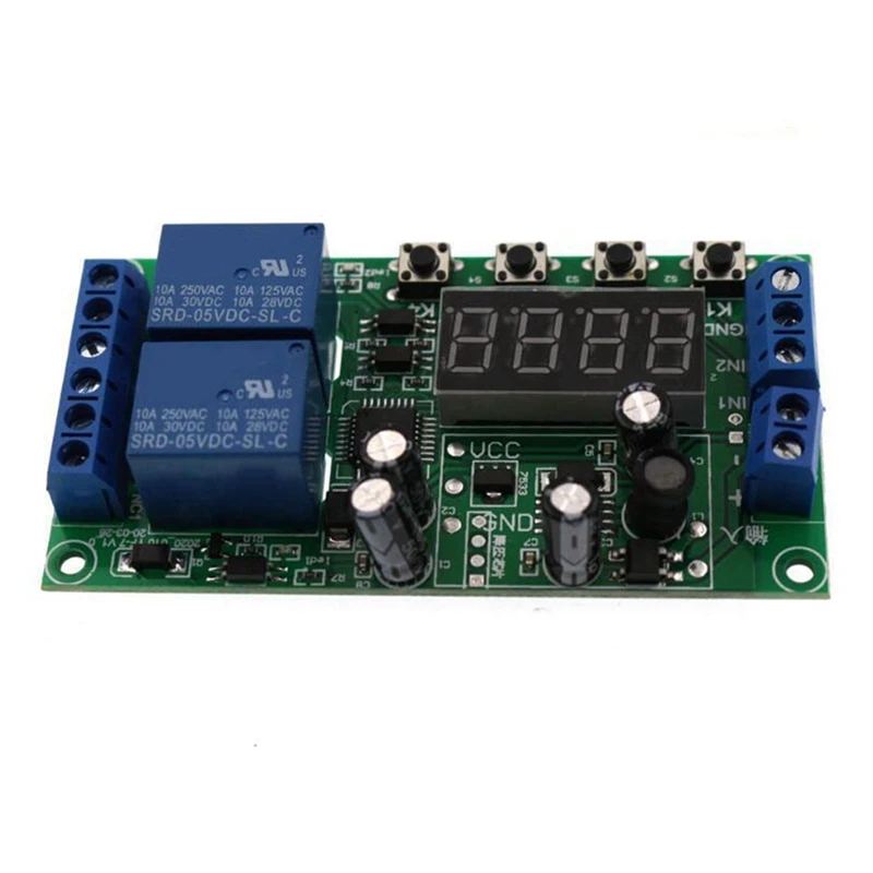 

Multifunctional Dual Channel Delay Relay Module Universal Board Pulse Trigger Cycle Timer Delay Time Adjustable DC7-30V