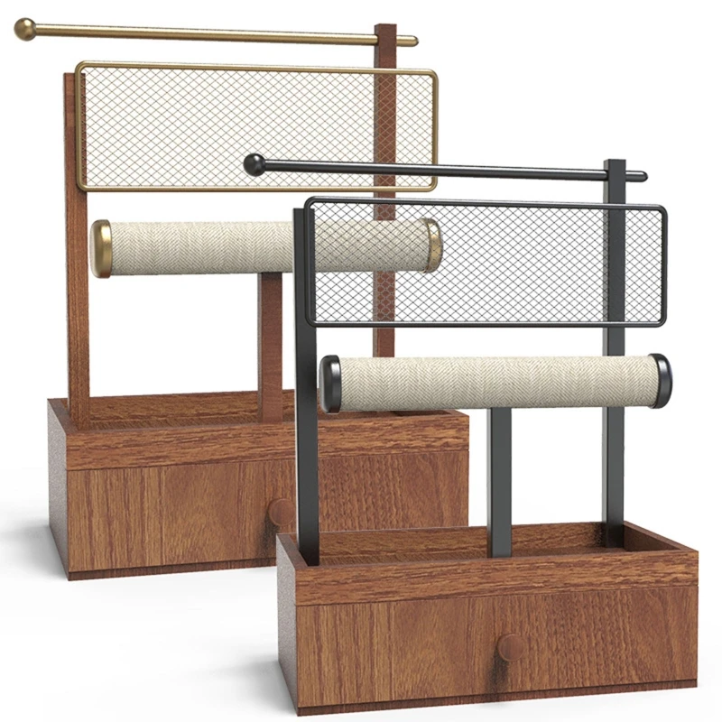 T Bar Stand Hanging Holder Net Grid Jewelry Display Rack Metal Jewelry Organizer with Wooden Tray & Drawer Tabletop Rack
T Bar Stand Hanging Holder Net Grid Jewelry Display Rack Metal Jewelry Organizer with Wooden Tray & Drawer Tabletop Rack