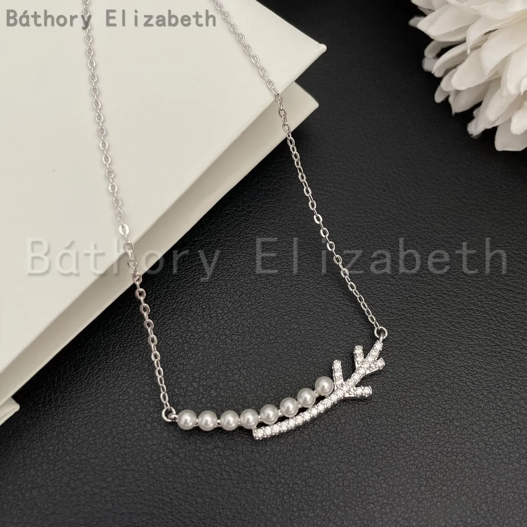 

Цепочка с кристаллами и жемчугом женская, винтажное ожерелье Элизабет из серебра и смолы, роскошное Ювелирное Украшение