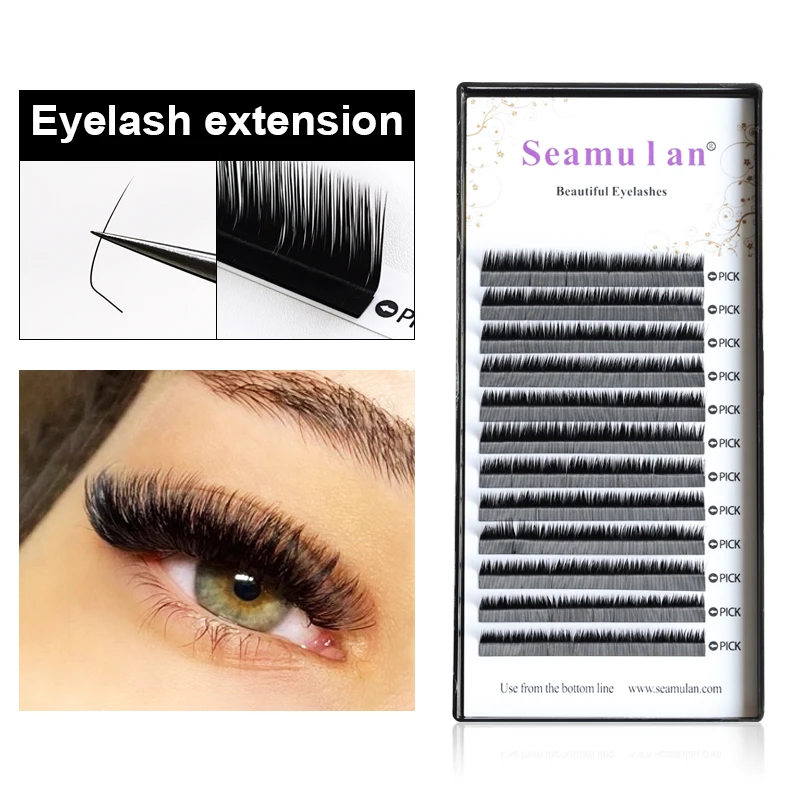 

Seamulan Matte Black Eyelash Extensions J/B/C/D/DD/L Curl Individual Lash Faux Mink Softer Eyelashes Supplies Lash Extension
