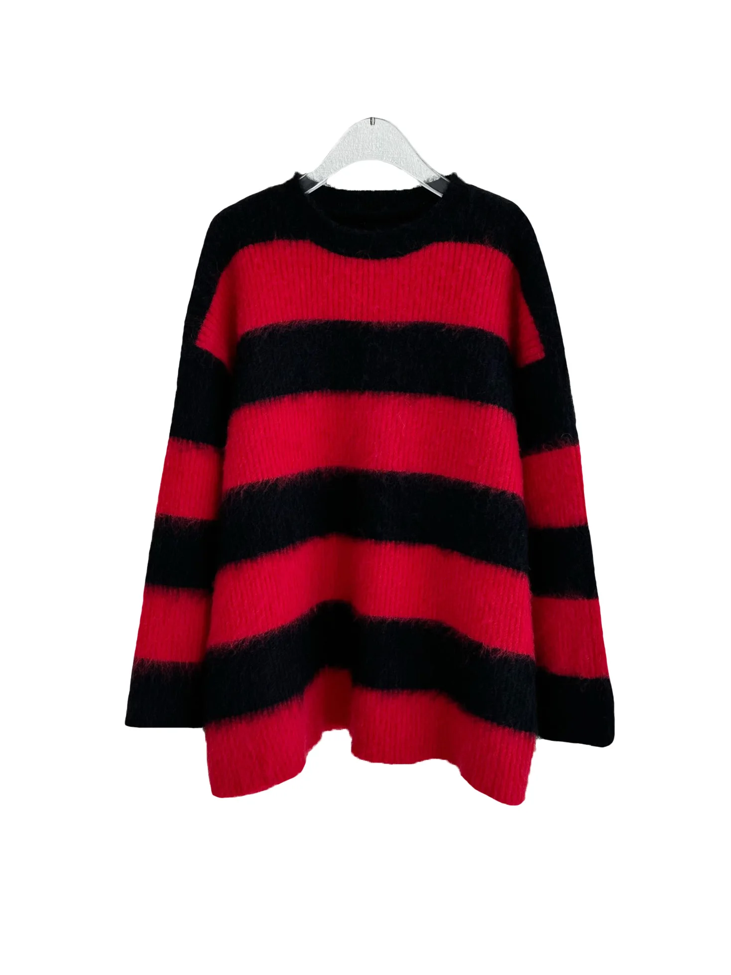 

Jumper jacket round neck short loose version hit the colour stripe design warm and comfortable 2024 winter new 0102